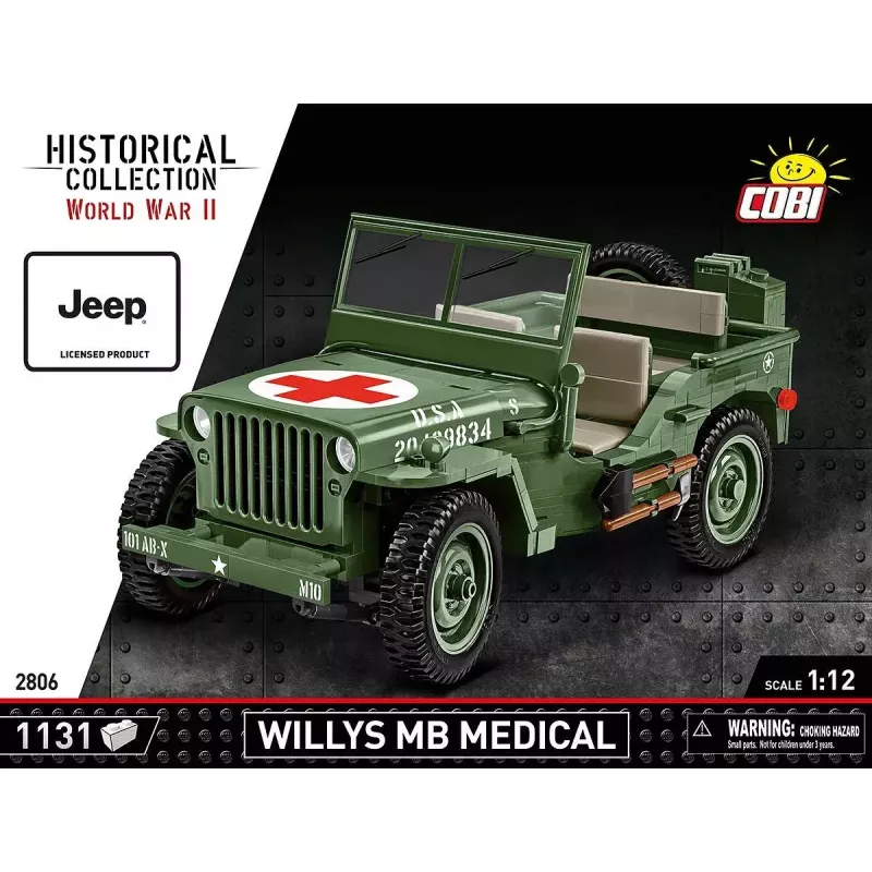 Cobi COBI-2806 Willys MB Medical conjunto de construção, 1131 peças, série Historical Collection, plástico, 10+