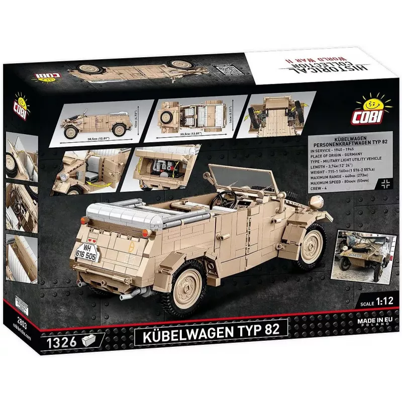 Cobi COBI-2803 Kübelwagen Typ 82 conjunto de construção, 1326 peças, série Historical Collection, plástico, 10+