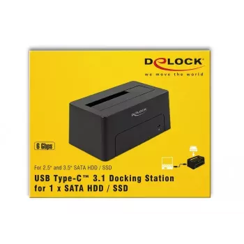 Delock - Docking station para HDD Baías: 1 - SATA 6Gb/s - USB 3,1 (Gen 2) - Preto (63958)