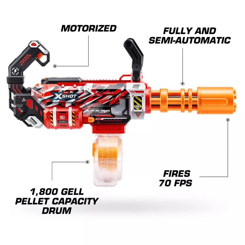 Gel Blaster Zuru XSHOT Hyper Gel Gatling Blaster – blaster de brincar motorizado com cano rotativo
