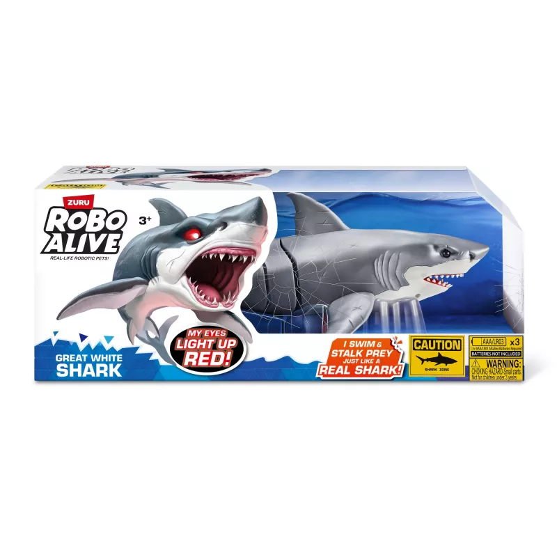Zuru Robo Alive Tubarão Branco Grande 71126 — figura interativa a pilhas para brincar na água