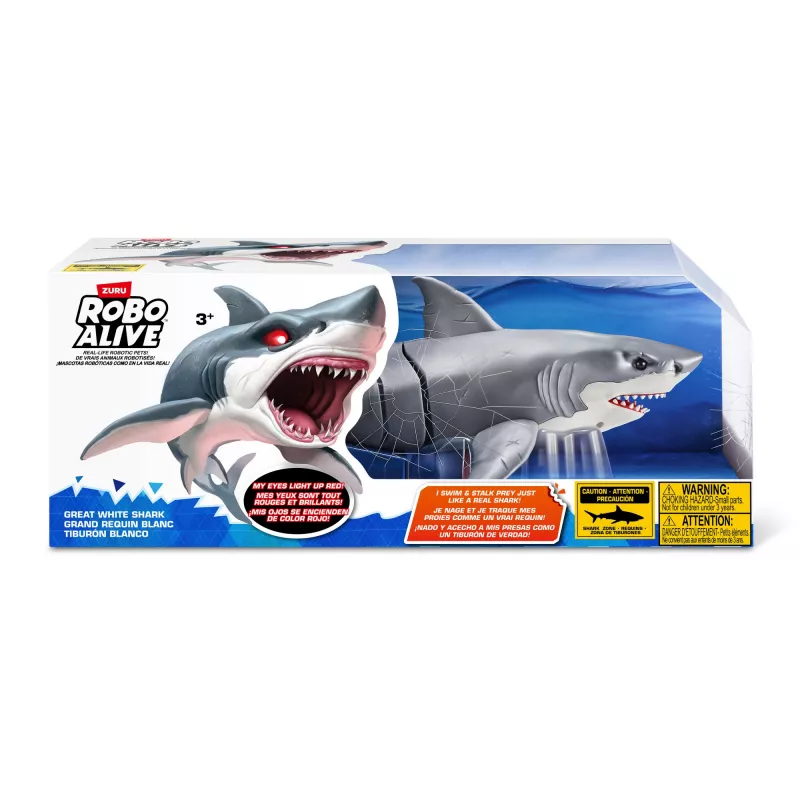 Zuru Robo Alive Tubarão Branco Grande 71126 — figura interativa a pilhas para brincar na água