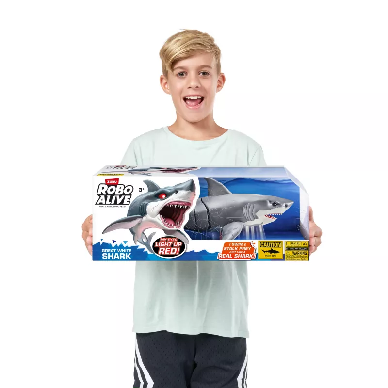 Zuru Robo Alive Tubarão Branco Grande 71126 — figura interativa a pilhas para brincar na água