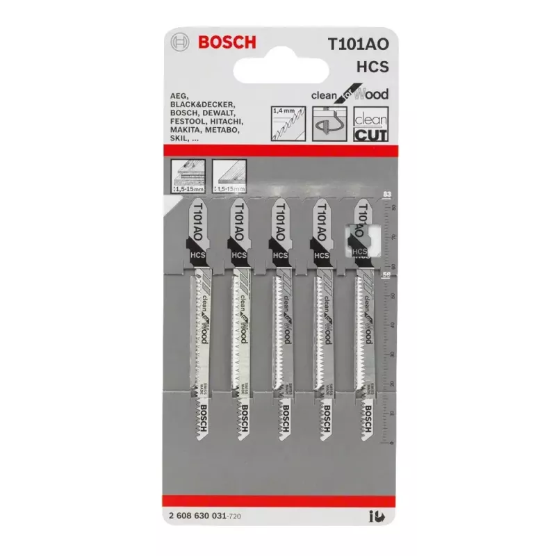 Bosch 2 608 630 031 lâmina de serra de vaivém/serra de recortar/serra sabre lâmina de serra de vaivém aço carbono (HCS) 5 unid.