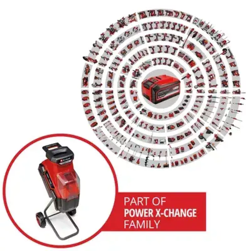 Einhell REDAXXO 36/25 triturador de jardim de facas a bateria, 36 V (2x18 V), ramo máx. 25 mm, solo sem bateria e carregador, vermelho/preto