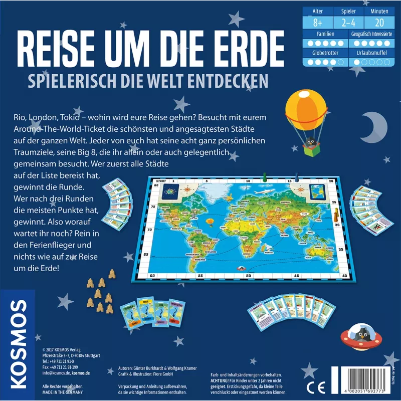 Kosmos Viagem à volta do mundo Descobrir o mundo a brincar Jogo de tabuleiro Jogo de viagem/aventura