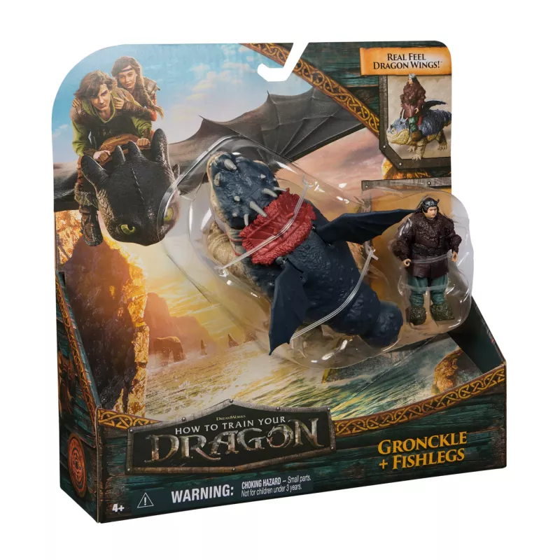 Conjunto de figuras de ação Spinmaster – DreamWorks Dragons: Gronckle & Fishlegs, multicolor, a partir dos 4 anos