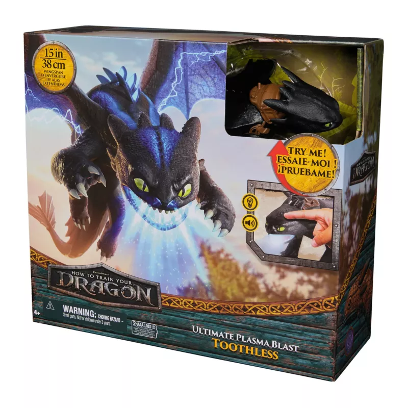 Figura de ação Spinmaster Ultimate Plasma Blast Toothless 25 polegadas asas luz e som, a partir dos 4 anos