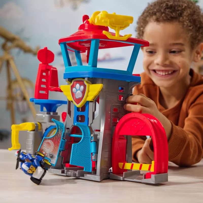 PAW Patrol : Air Rescue, conjunto de brincar Aeroporto Pup Squad Adventure Bay, com carro de brincar Chase e lançador de veículos, brinquedo infantil para rapazes e raparigas a partir dos 3 anos