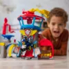 PAW Patrol : Air Rescue, conjunto de brincar Aeroporto Pup Squad Adventure Bay, com carro de brincar Chase e lançador de veículos, brinquedo infantil para rapazes e raparigas a partir dos 3 anos