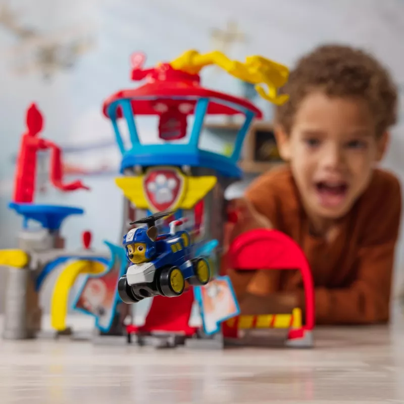 PAW Patrol : Air Rescue, conjunto de brincar Aeroporto Pup Squad Adventure Bay, com carro de brincar Chase e lançador de veículos, brinquedo infantil para rapazes e raparigas a partir dos 3 anos