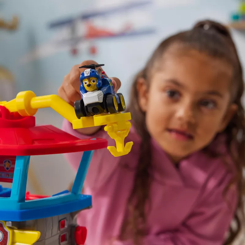 PAW Patrol : Air Rescue, conjunto de brincar Aeroporto Pup Squad Adventure Bay, com carro de brincar Chase e lançador de veículos, brinquedo infantil para rapazes e raparigas a partir dos 3 anos