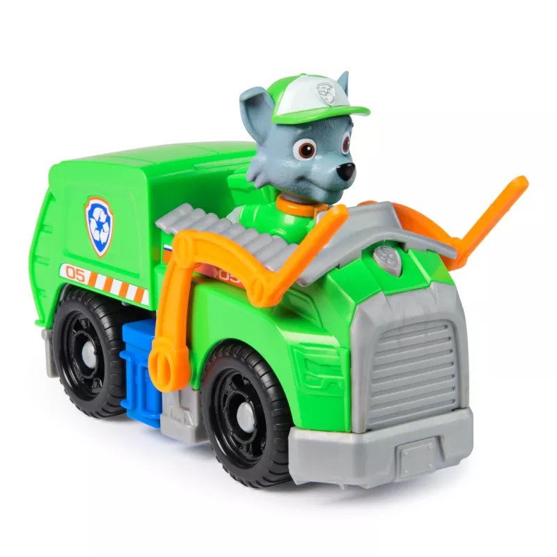 PAW Patrol, camião de reciclagem do Rocky, carro de brincar com figura de ação colecionável, brinquedo sustentável para rapazes e raparigas a partir dos 3 anos
