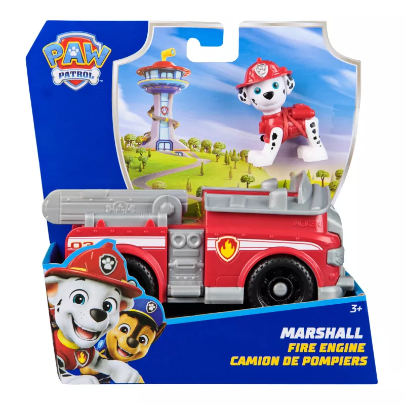 PAW Patrol, o carro de bombeiros do Marshall, veículo de brincar com figura de ação colecionável, brinquedo infantil de produção sustentável para rapazes e raparigas a partir dos 3 anos