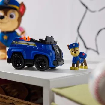 PAW Patrol, o carro de intervenção do Chase, carro de brincar com figura colecionável, brinquedo infantil sustentável para rapazes e raparigas a partir dos 3 anos