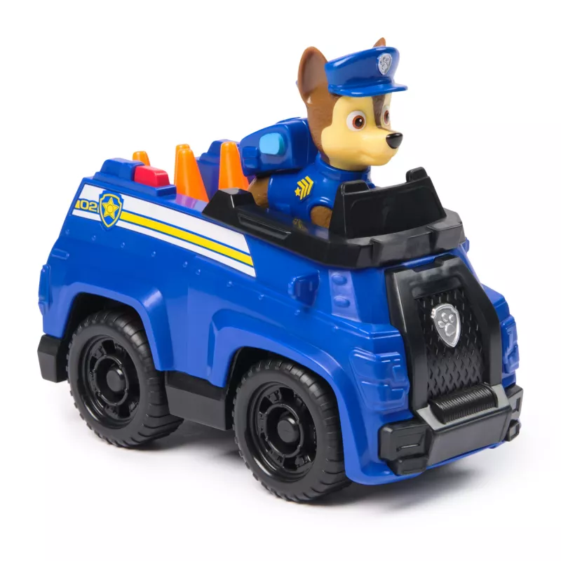 PAW Patrol, o carro de intervenção do Chase, carro de brincar com figura colecionável, brinquedo infantil sustentável para rapazes e raparigas a partir dos 3 anos