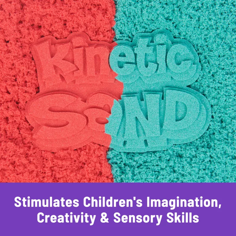 Spin Master Kinetic Sand Mold n' Flow Set areia de brincar, 680 g, vermelho/turquesa, a partir dos 3 anos