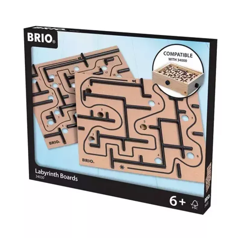 BRIO 34030 Labyrinth placas de substituição (2 un.), jogo de destreza, castanhas/pretas, a partir dos 6 anos