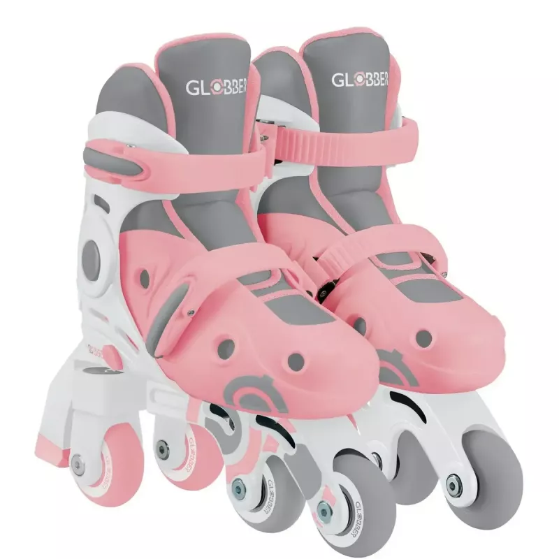 Patins de aprendizagem para crianças GLOBBER 2 em 1 tamanho 30–33 rosa – conjunto ajustável de inline/quad para principiantes