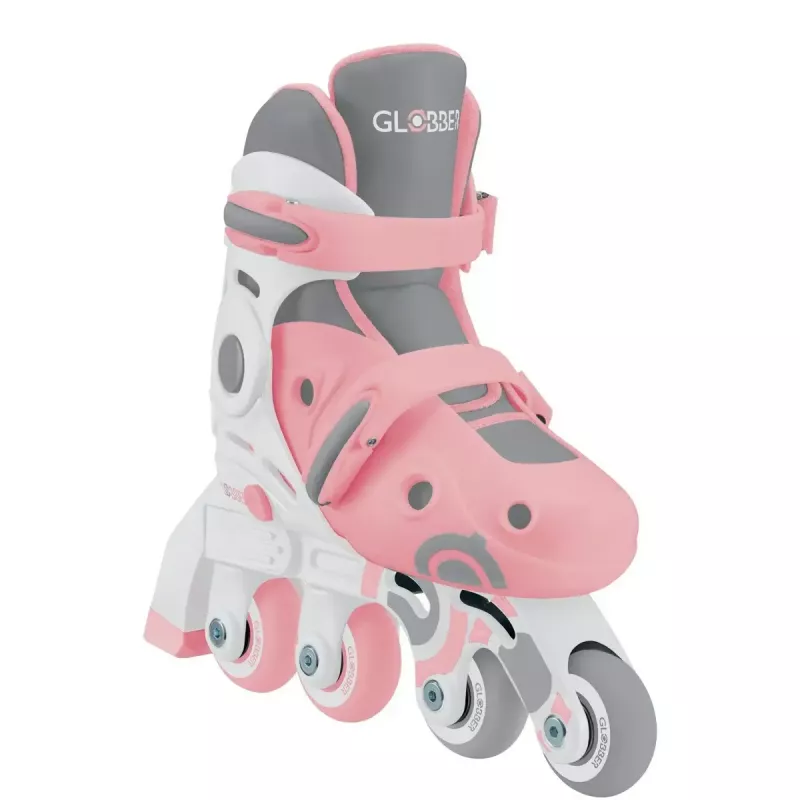 Patins de aprendizagem para crianças GLOBBER 2 em 1 tamanho 30–33 rosa – conjunto ajustável de inline/quad para principiantes