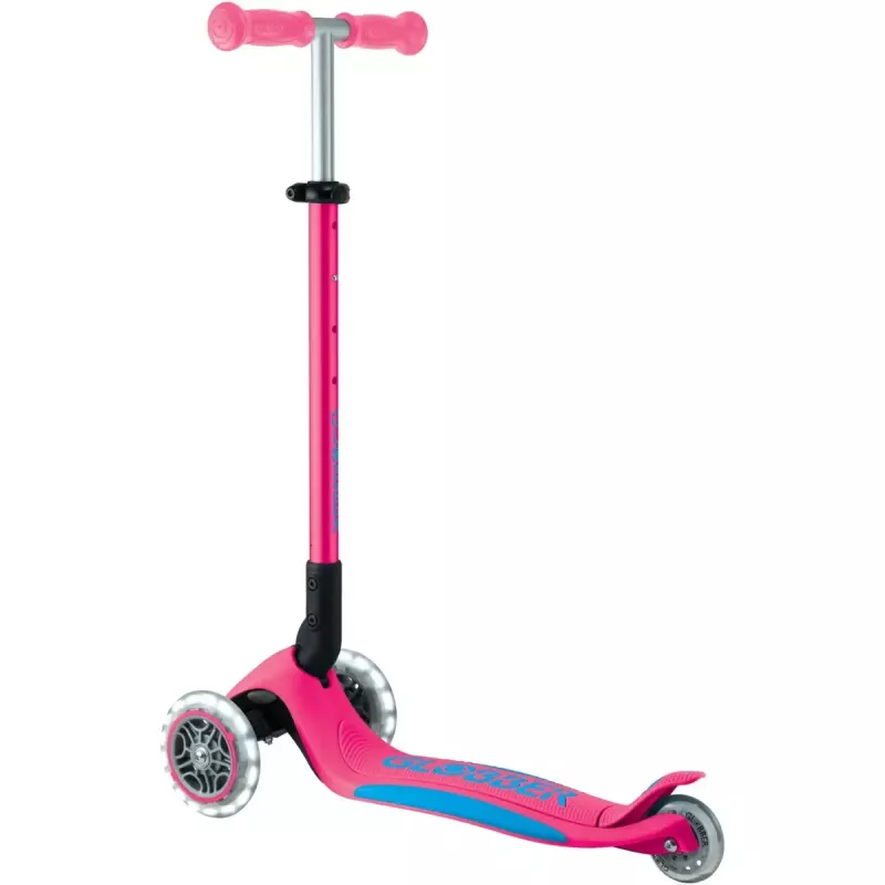 Trotinete compacta GLOBBER Primo Foldable Plus Lights – rosa/azul-claro