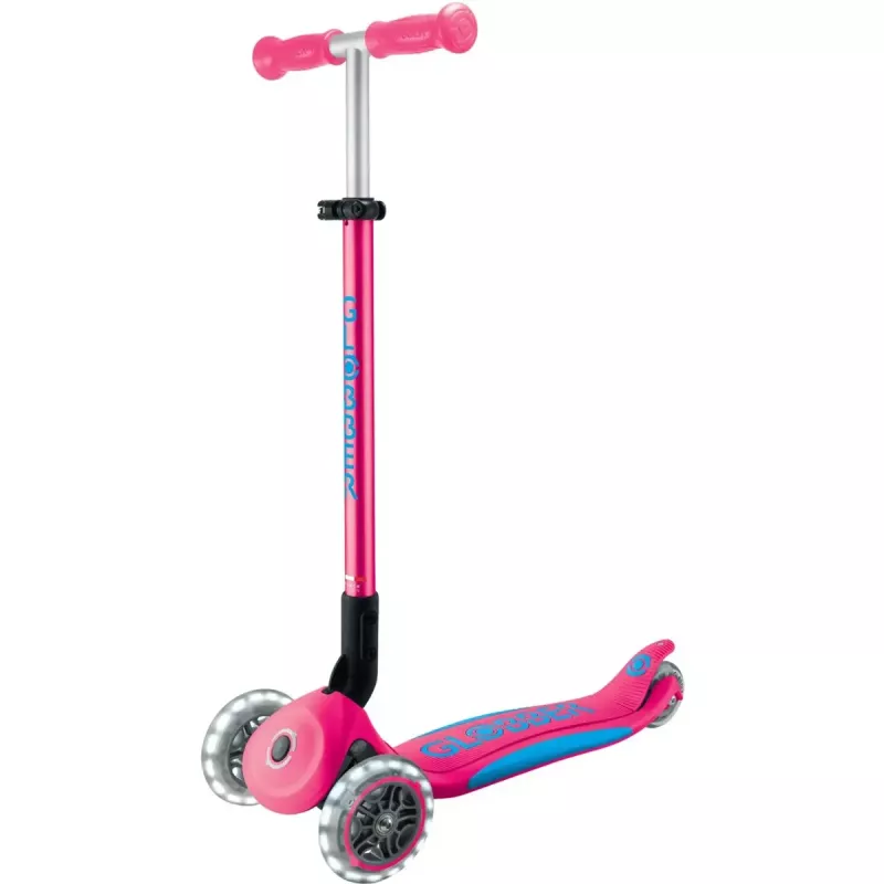 Trotinete compacta GLOBBER Primo Foldable Plus Lights – rosa/azul-claro
