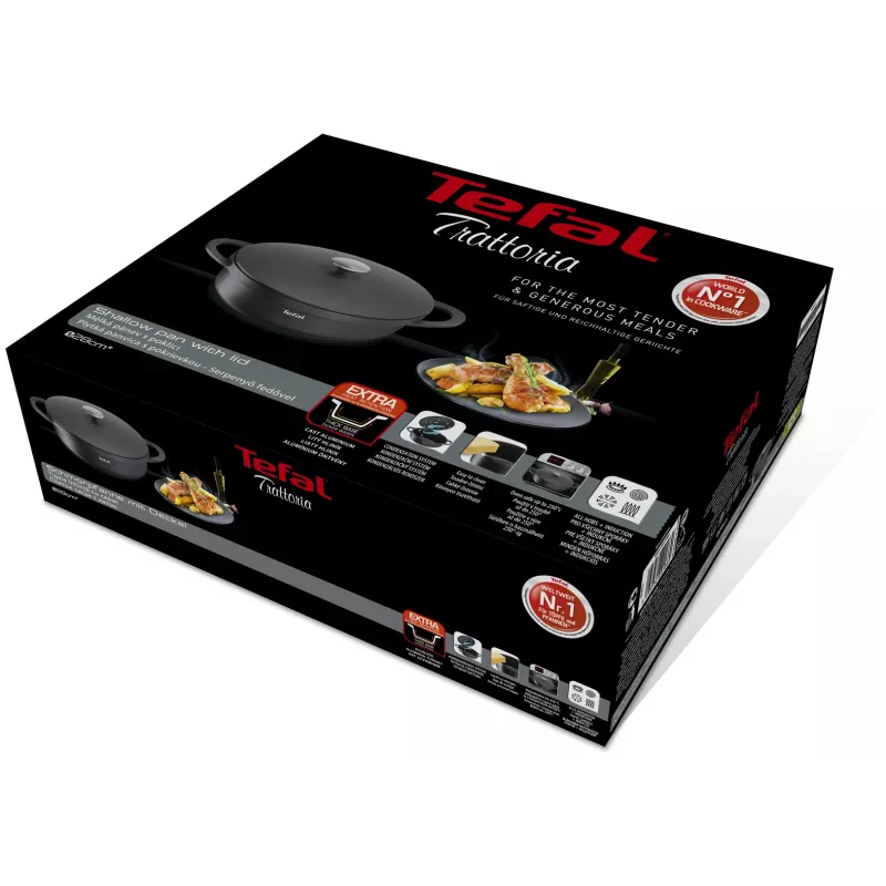 Frigideira Tefal Trattoria E2187274 redonda preta alumínio 28 cm