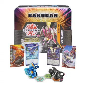 Bakugan Baku-Tin, Sectanoid, caixa de armazenamento premium para colecionadores com mistério, cartas colecionáveis, brinquedo para rapazes a partir dos 6 anos