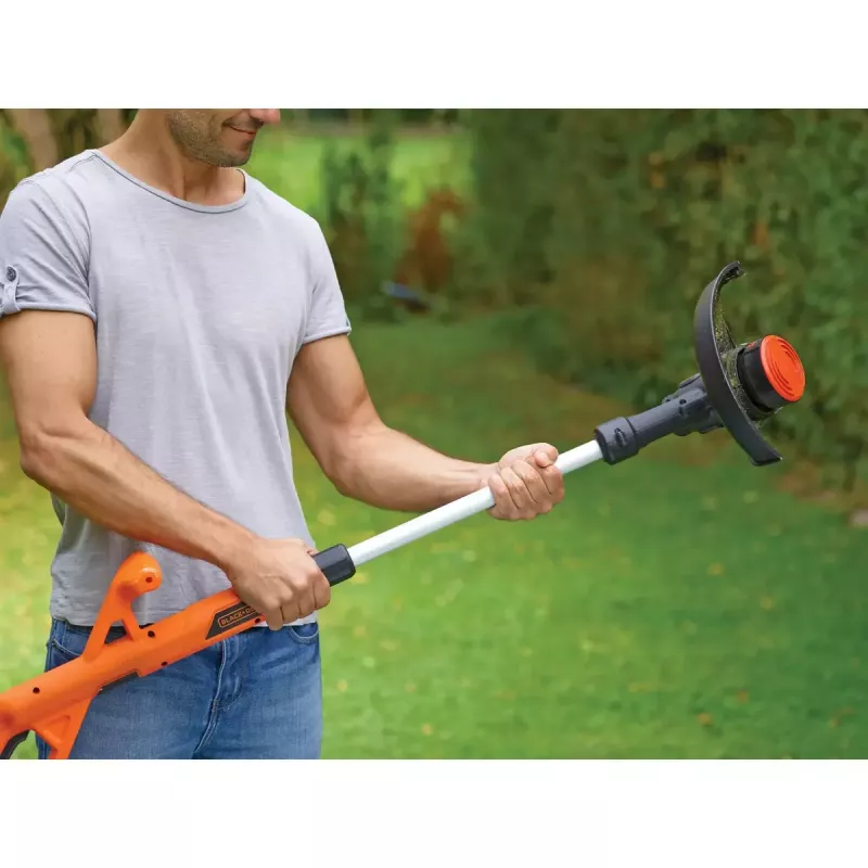 Black & Decker ST182320-QW aparador de relva a bateria, 18 V, 2,0 Ah Li-Ion, largura de corte de 25 cm, com bateria e carregador, laranja/preto