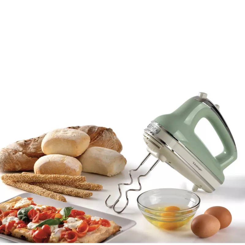 Batedeira Ariete 1548 Mixer Vintage, 450W, 5 velocidades, função turbo, 2 batedores, verde