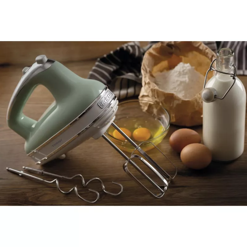 Batedeira Ariete 1548 Mixer Vintage, 450W, 5 velocidades, função turbo, 2 batedores, verde