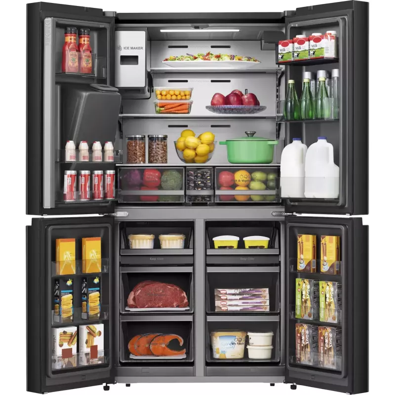 Hisense RQ760N4IFE combinado multiportas, de instalação livre, frigorífico 345 l, congelador 232 l, dispensador de água/gelo, 178,5 cm, classe energética E, preto