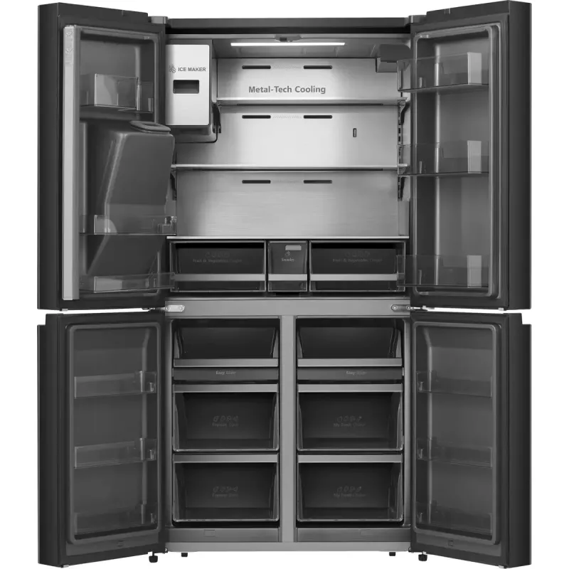 Hisense RQ760N4IFE combinado multiportas, de instalação livre, frigorífico 345 l, congelador 232 l, dispensador de água/gelo, 178,5 cm, classe energética E, preto