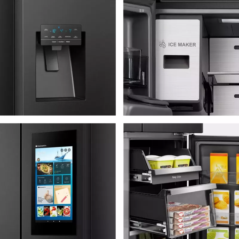 Hisense RQ760N4IFE combinado multiportas, de instalação livre, frigorífico 345 l, congelador 232 l, dispensador de água/gelo, 178,5 cm, classe energética E, preto