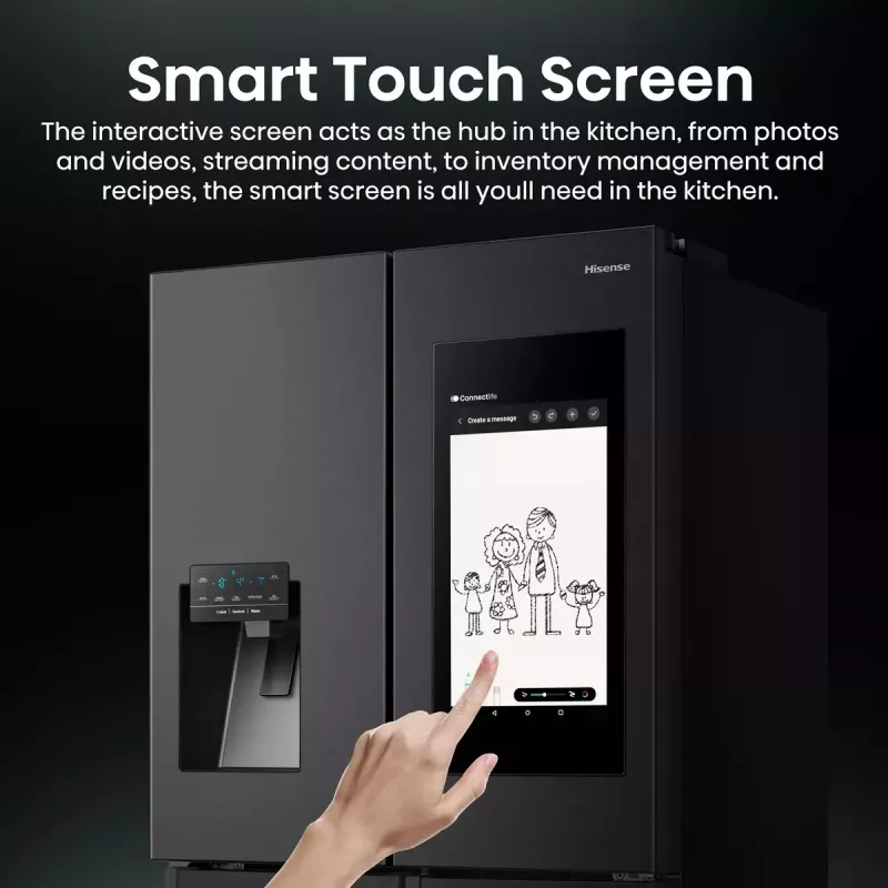 Hisense RQ760N4IFE combinado multiportas, de instalação livre, frigorífico 345 l, congelador 232 l, dispensador de água/gelo, 178,5 cm, classe energética E, preto