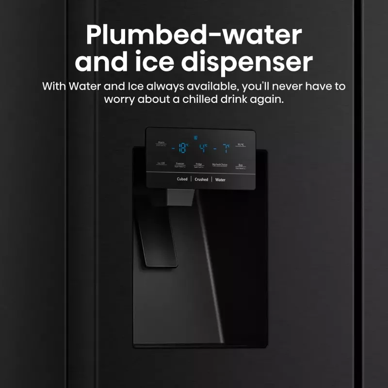 Hisense RQ760N4IFE combinado multiportas, de instalação livre, frigorífico 345 l, congelador 232 l, dispensador de água/gelo, 178,5 cm, classe energética E, preto