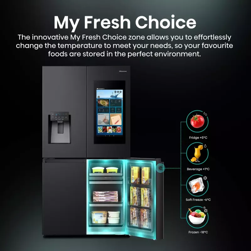 Hisense RQ760N4IFE combinado multiportas, de instalação livre, frigorífico 345 l, congelador 232 l, dispensador de água/gelo, 178,5 cm, classe energética E, preto