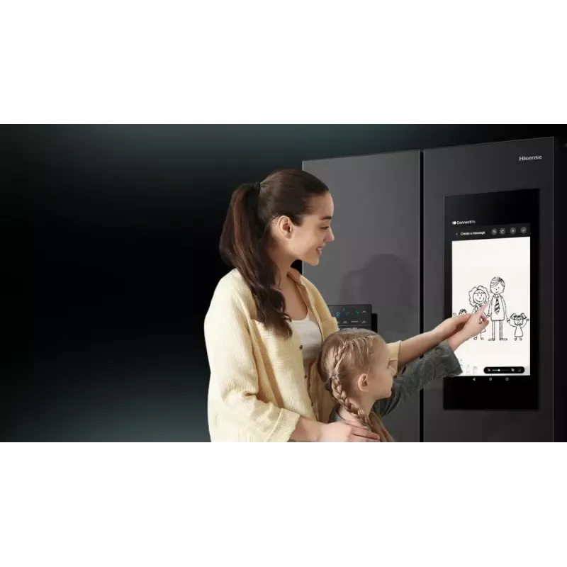 Hisense RQ760N4IFE combinado multiportas, de instalação livre, frigorífico 345 l, congelador 232 l, dispensador de água/gelo, 178,5 cm, classe energética E, preto