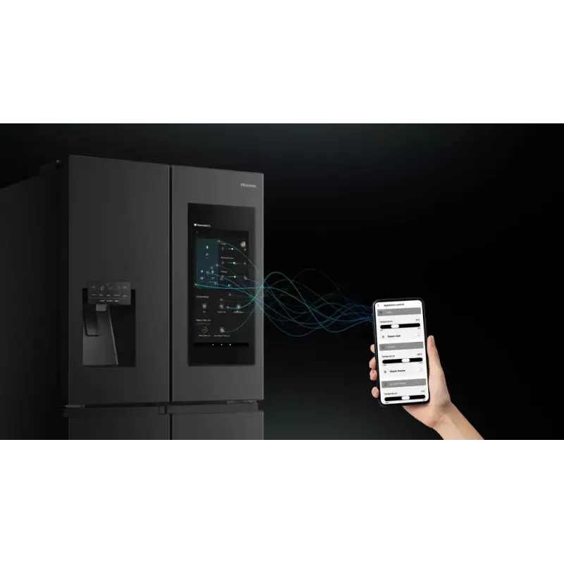 Hisense RQ760N4IFE combinado multiportas, de instalação livre, frigorífico 345 l, congelador 232 l, dispensador de água/gelo, 178,5 cm, classe energética E, preto