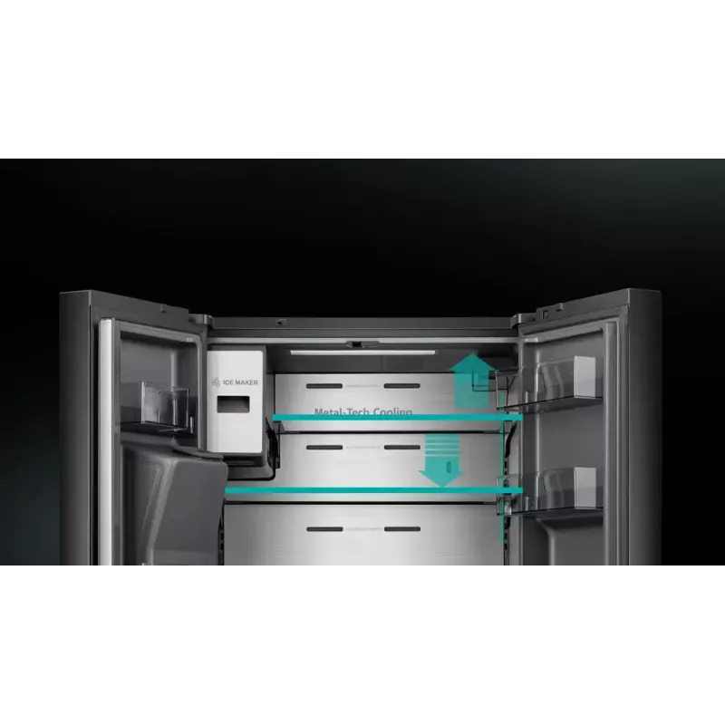 Hisense RQ760N4IFE combinado multiportas, de instalação livre, frigorífico 345 l, congelador 232 l, dispensador de água/gelo, 178,5 cm, classe energética E, preto