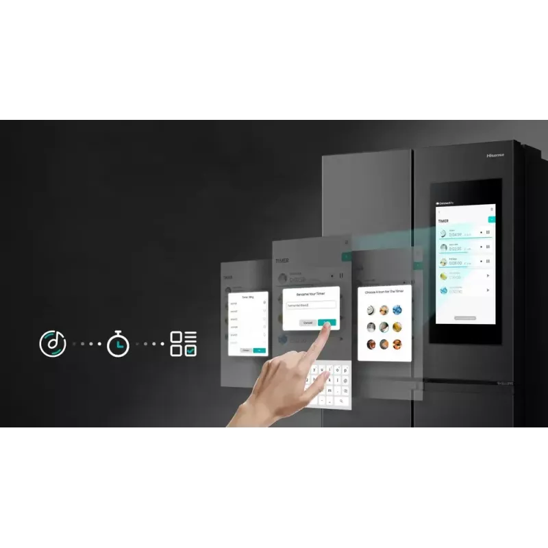 Hisense RQ760N4IFE combinado multiportas, de instalação livre, frigorífico 345 l, congelador 232 l, dispensador de água/gelo, 178,5 cm, classe energética E, preto