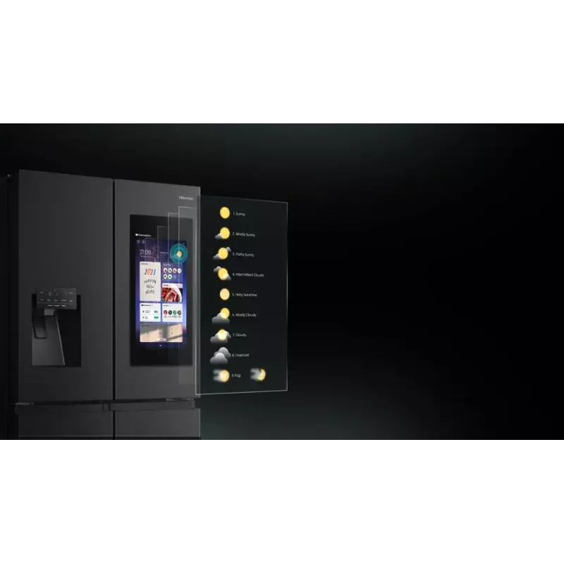 Hisense RQ760N4IFE combinado multiportas, de instalação livre, frigorífico 345 l, congelador 232 l, dispensador de água/gelo, 178,5 cm, classe energética E, preto