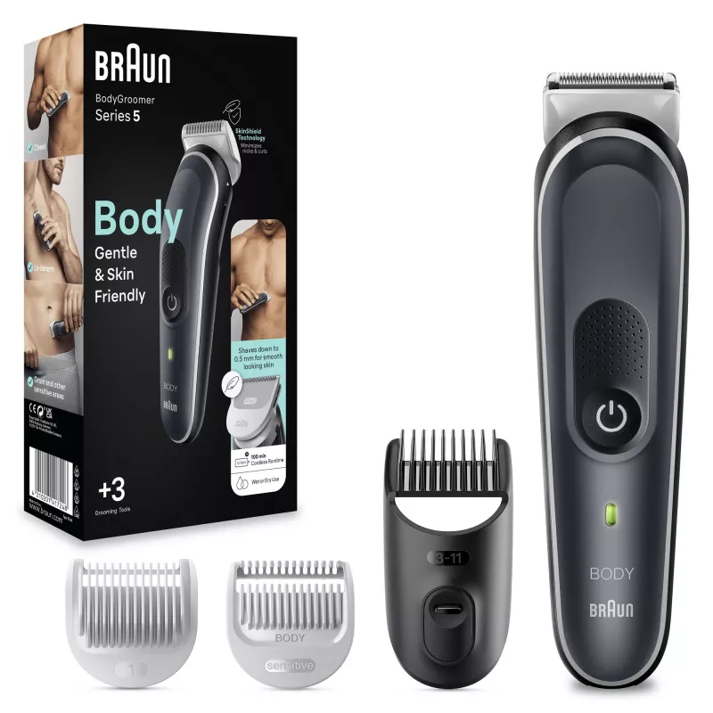Braun BodyGroomer Aparador de corpo 5 BG5340, com tecnologia SkinShield e 2 acessórios