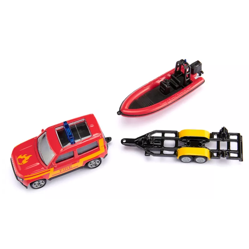 Siku Land Rover Defender com barco Modelo SUV pré-montado