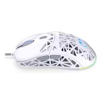 Rato gaming com fio ENDORFY LIV Onyx White — ambidestro, ótico 12000 DPI, 6 botões, cabo de 1,8 m