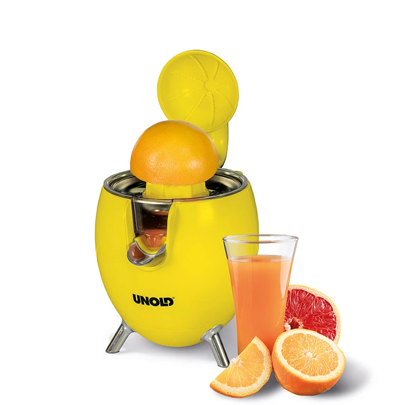 Unold 78132 Power Juicy espremedor de citrinos elétrico, 300 W, antigotejo, arranque/paragem automático, amarelo/aço inoxidável