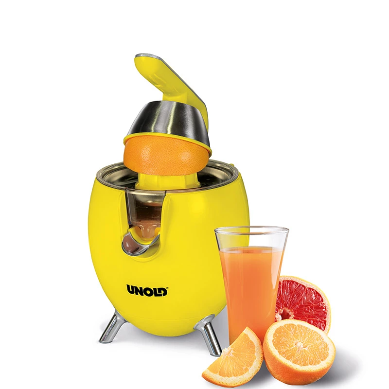 Unold 78132 Power Juicy espremedor de citrinos elétrico, 300 W, antigotejo, arranque/paragem automático, amarelo/aço inoxidável