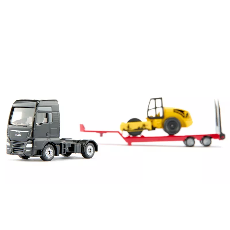 Siku MAN camião com cilindro compactador, modelo camião/atrelado, 1:87, MAN, rapaz/rapariga, metal, plástico, vermelho, amarelo