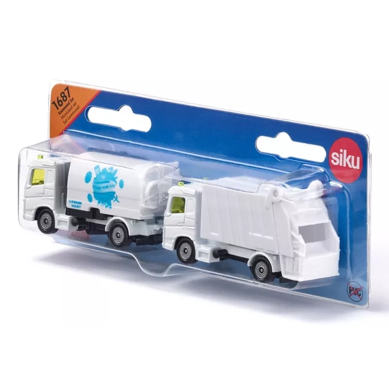 Conjunto de veículos de brinquedo Siku Municipal: varredora e camião do lixo, metal/plástico, branco, a partir de 3 anos