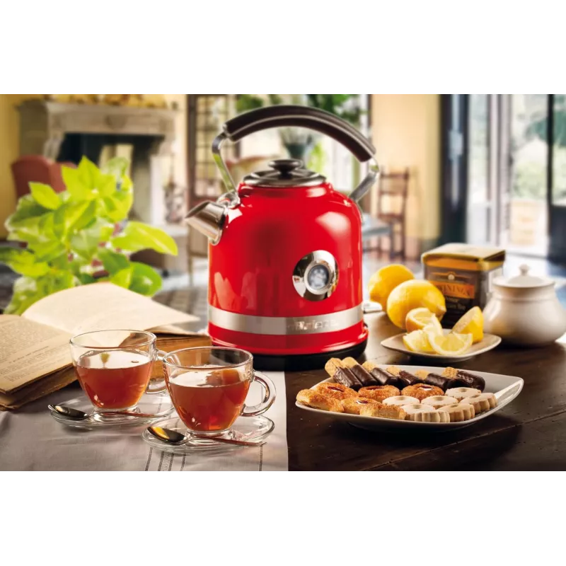 Chaleira Ariete 2854 Moderna, 2000 W, capacidade 1,7 l, sem fios 360°, sistema de desligamento automático, filtro removível, nível de água visível, termómetro, vermelho
